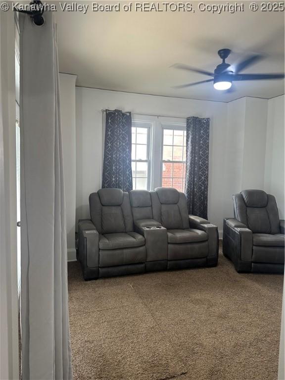 5505 Washington Ave, Charleston, WV 25304 - living room featuring a ceiling fan and carpet floors