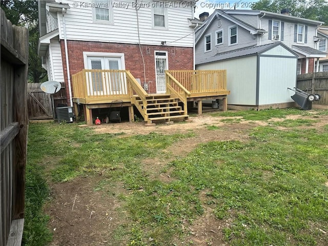 5505 Washington Ave, Charleston, WV 25304 - rear view of property with a wooden deck, brick siding, and cooling unit