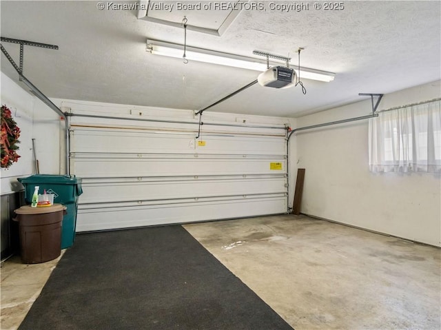 garage with a garage door opener