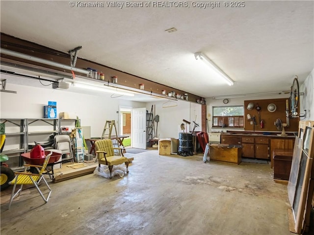 garage with a garage door opener