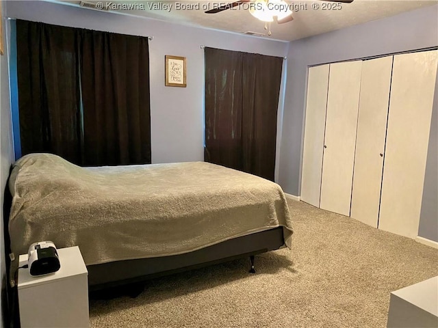486 Woodland Acres Dr, Ripley, WV 25271 - carpeted bedroom with ceiling fan, a closet, and baseboards