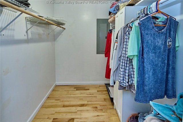 106 Coon Hollow Rd, Charleston, WV 25312 - walk in closet featuring electric panel and light wood-style floors