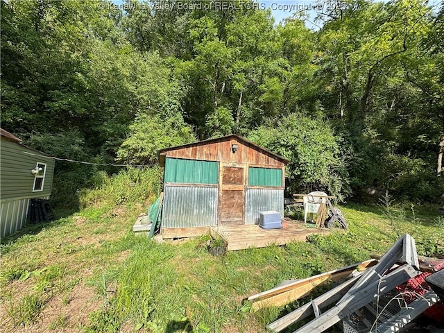 15047 Charleston Rd, Kenna, WV 25248 - view of shed featuring a forest view