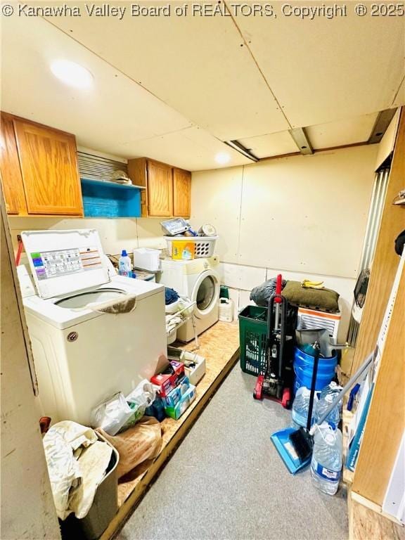 15047 Charleston Rd, Kenna, WV 25248 - washroom featuring cabinet space and washing machine and clothes dryer