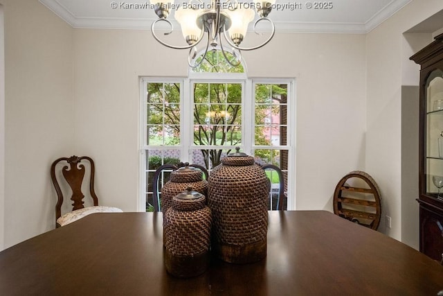 16 Pinnacle Dr, Charleston, WV 25311 - dining space with a chandelier and ornamental molding