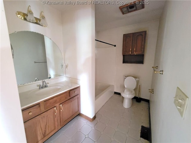 1605 Dunbar Ave, Dunbar, WV 25064 - bathroom with toilet, vanity,  shower combination, tile patterned flooring, and baseboards
