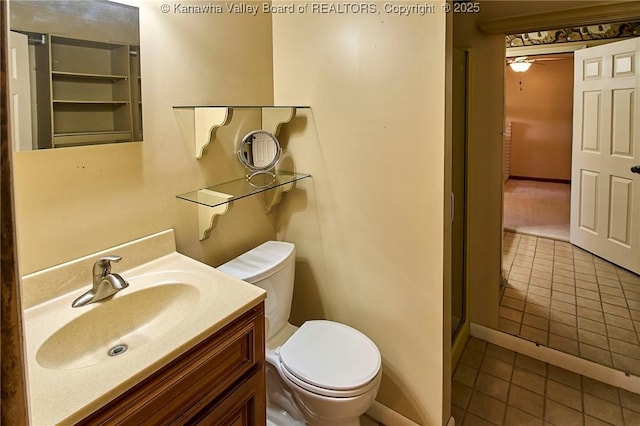100 Timberlake Cir, Scott Depot, WV 25560 - bathroom with tile patterned flooring, toilet, vanity, and baseboards