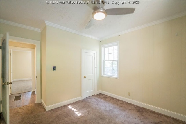 300 Forest Cir S, Charleston, WV 25303 - unfurnished bedroom featuring carpet, ornamental molding, ceiling fan, and a closet