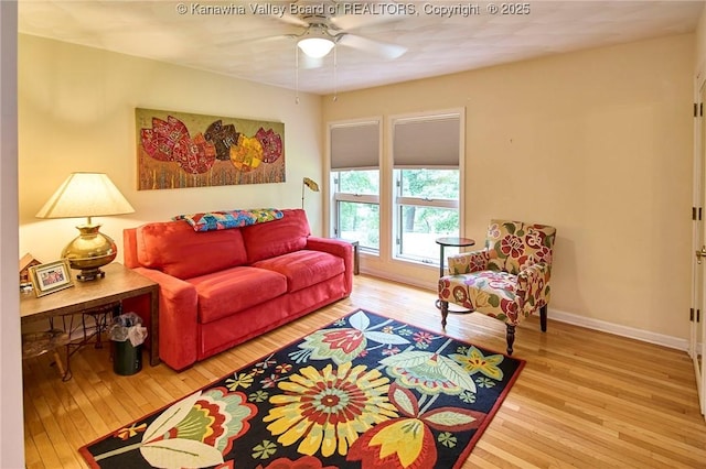 920 Gordon Dr Unit A, Charleston, WV 25303 - living room with hardwood / wood-style floors and a ceiling fan