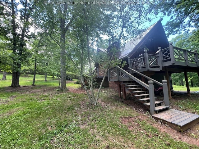 849 Random Rd, Ripley, WV 25271 - view of yard with a wooden deck and stairway
