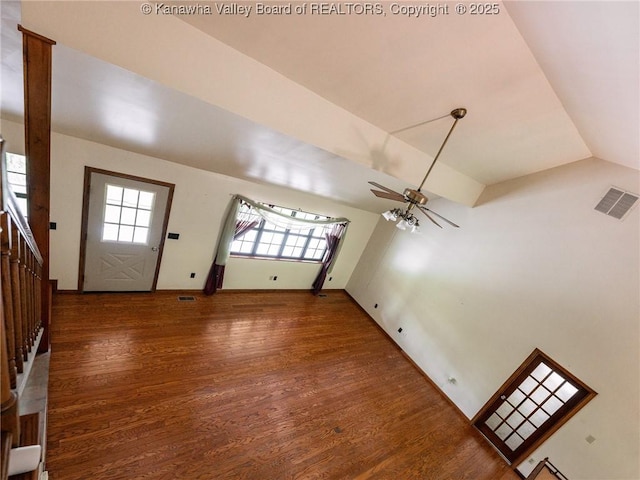 1799 Fishers Branch Rd, Charleston, WV 25312 - foyer entrance with wood finished floors, lofted ceiling, and a ceiling fan