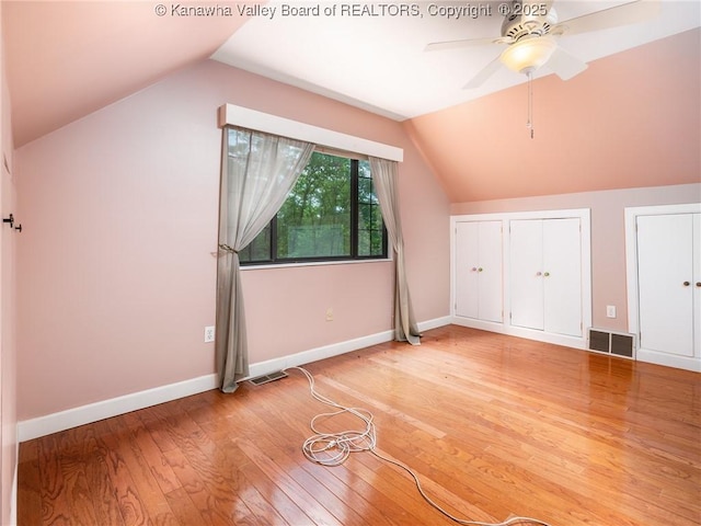 1799 Fishers Branch Rd, Charleston, WV 25312 - bonus room with lofted ceiling, light wood-type flooring, ceiling fan, and baseboards