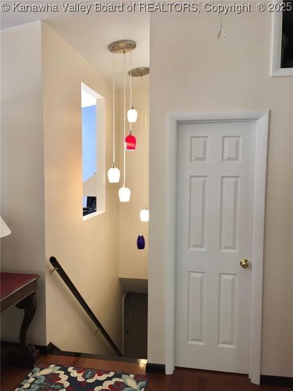 138 Woodbridge Dr, Charleston, WV 25311 - stairway featuring wood finished floors