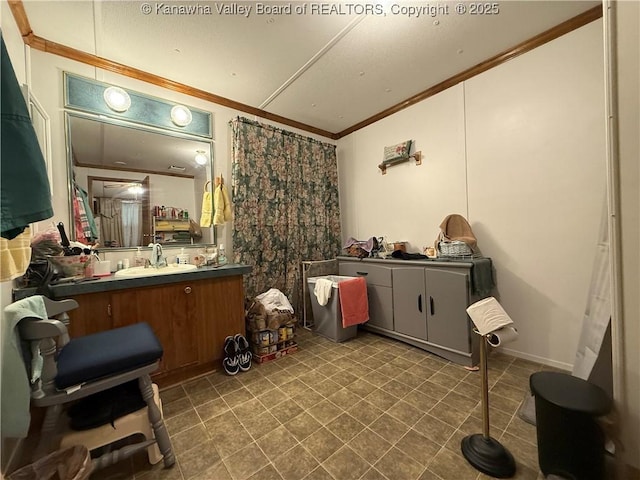 12 Brewster Dr, Chapmanville, WV 25508 - full bath featuring ornamental molding and vanity