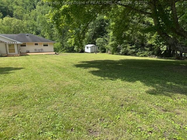 80 Flint Ln, Racine, WV 25165 - view of grassy yard with a wooded view and a wooden deck