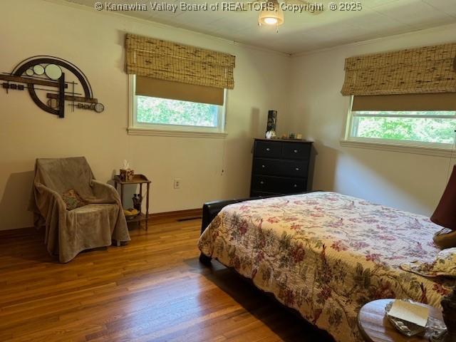 80 Flint Ln, Racine, WV 25165 - bedroom featuring multiple windows, wood finished floors, and crown molding