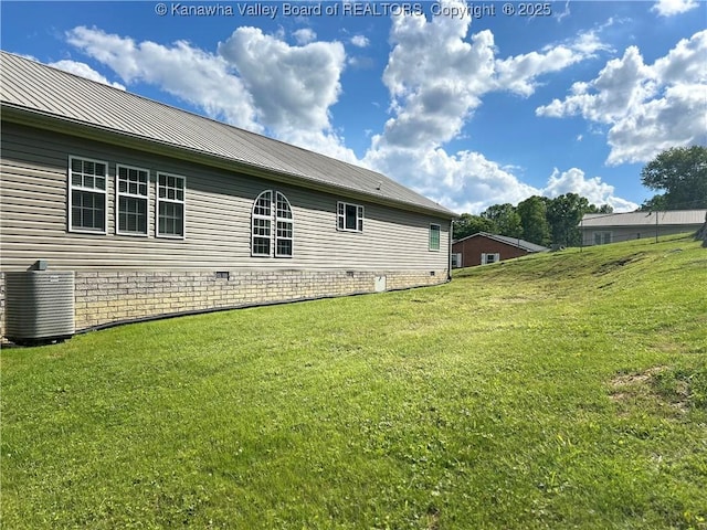 30 Beech Ln, Madison, WV 25130 - back of house with cooling unit, a lawn, and metal roof