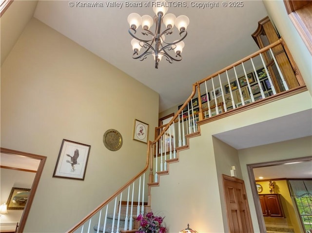 14 Woodclyffe Rd, Hurricane, WV 25526 - stairway with a chandelier