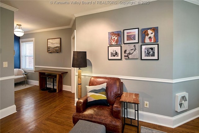 1313 Lee St E Unit 233, Charleston, WV 25301 - sitting room with baseboards, ornamental molding, and wood finished floors