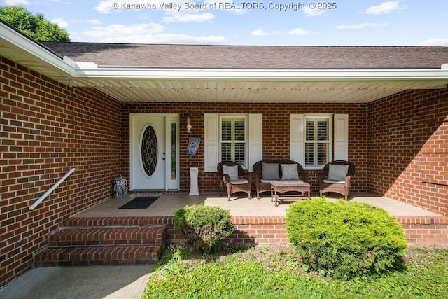 108 Lock Ln, Alum Creek, WV 25003 - entrance to property with brick siding and a shingled roof