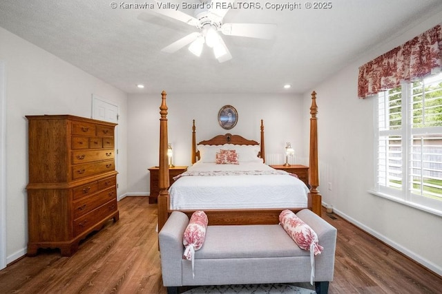 108 Lock Ln, Alum Creek, WV 25003 - bedroom with wood finished floors, a ceiling fan, baseboards, and recessed lighting