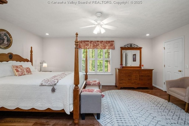 108 Lock Ln, Alum Creek, WV 25003 - bedroom with wood finished floors, baseboards, recessed lighting, and ceiling fan