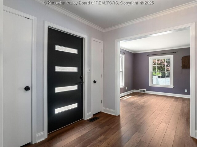 1300 Enslow Blvd, Huntington, WV 25701 - entryway with dark wood-style floors, baseboards, and ornamental molding