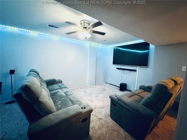 237 Pine Cir, Dunbar, WV 25064 - cinema room with carpet and a ceiling fan