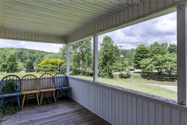4096 Indian Creek Rd, Elkview, WV 25071 - wooden terrace with a forest view