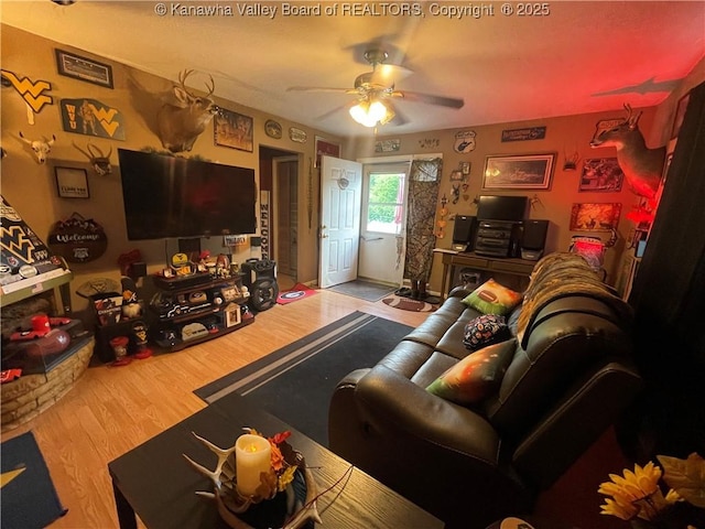 7966 Deepwater Mountain Rd, Kincaid, WV 25119 - living room with a ceiling fan and wood finished floors