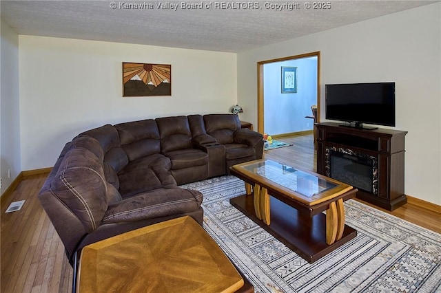 205 Autumn Dr, Dunbar, WV 25064 - living area with wood finished floors, baseboards, and a textured ceiling