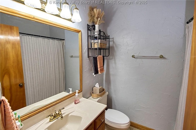 205 Autumn Dr, Dunbar, WV 25064 - full bath featuring vanity, toilet, baseboards, and a shower with shower curtain