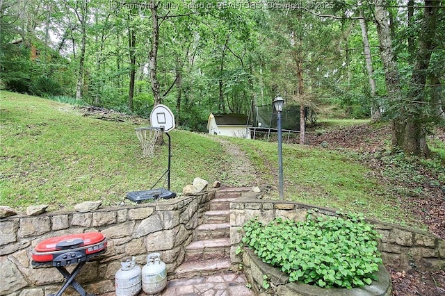 205 Autumn Dr, Dunbar, WV 25064 - view of grassy yard featuring a wooded view