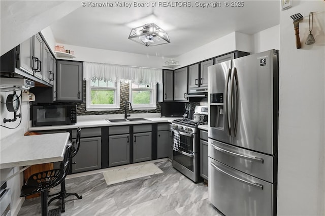 223 Easter Rd, Nitro, WV 25143 - kitchen featuring appliances with stainless steel finishes, a sink, backsplash, and light countertops