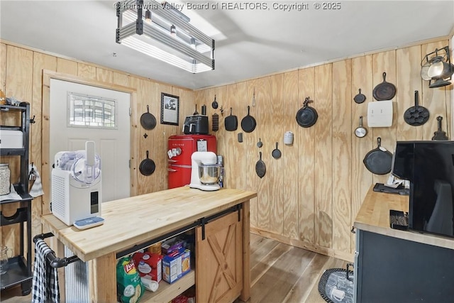 223 Easter Rd, Nitro, WV 25143 - kitchen with wood counters, wood finished floors, and wood walls