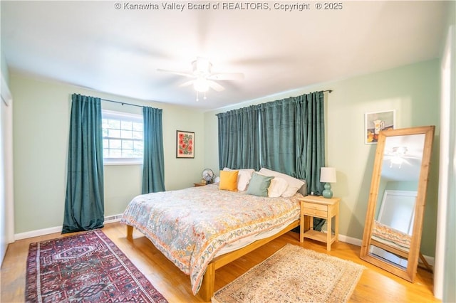 1418 Sweetbrier Rd, Charleston, WV 25314 - bedroom with light wood-type flooring, baseboards, and ceiling fan