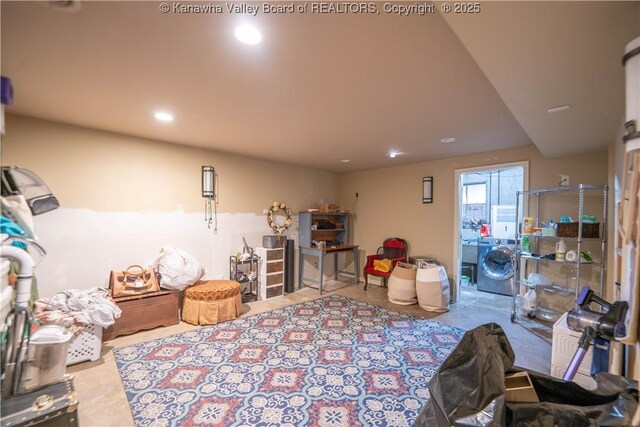 1418 Sweetbrier Rd, Charleston, WV 25314 - playroom featuring washer / clothes dryer and recessed lighting