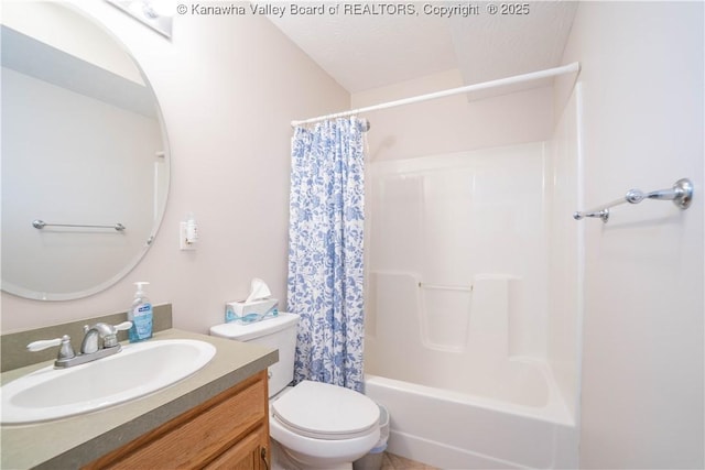 911 4th Ave, Saint Albans, WV 25177 - bathroom featuring vanity, shower / bath combination with curtain, and toilet