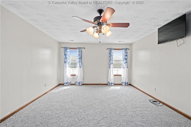 213 Rumer Sta, Red House, WV 25168 - carpeted spare room featuring ceiling fan, baseboards, and a textured ceiling