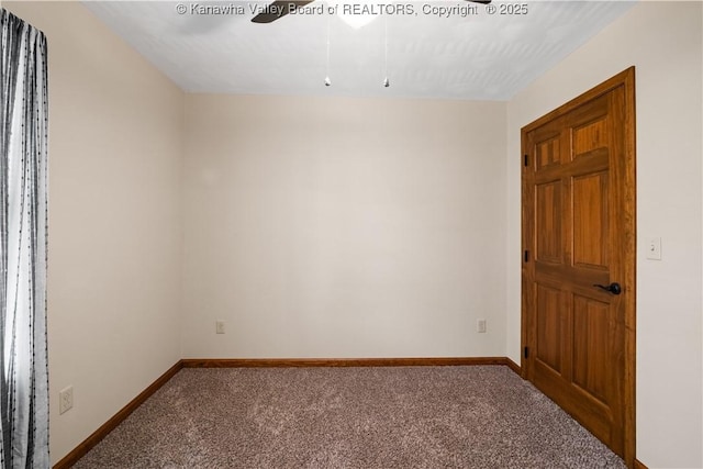 213 Rumer Sta, Red House, WV 25168 - empty room featuring carpet floors, baseboards, and a ceiling fan