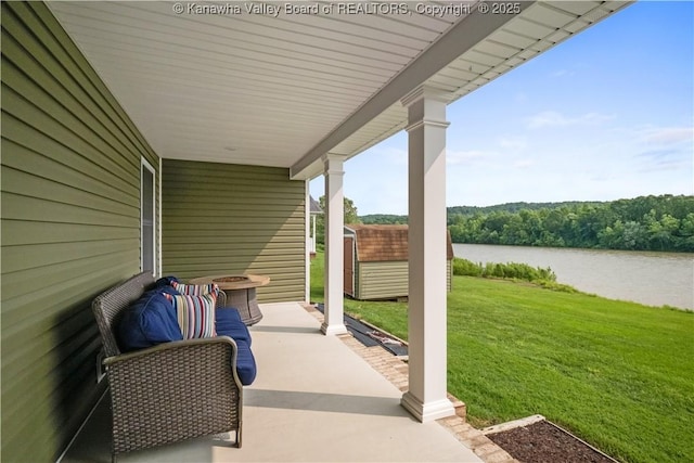 213 Rumer Sta, Red House, WV 25168 - view of patio / terrace featuring a water view