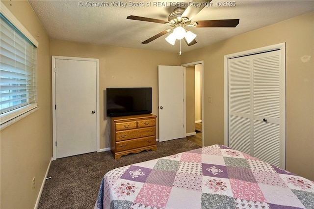 121 1st Ave, South Charleston, WV 25303 - bedroom featuring a closet, dark carpet, and a ceiling fan