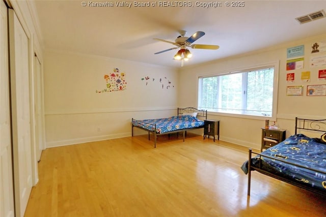 5 Stony Point Rd, Charleston, WV 25314 - bedroom with wood finished floors, ornamental molding, baseboards, and ceiling fan