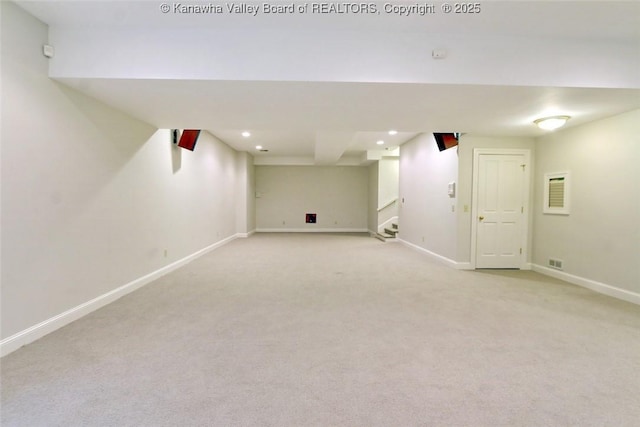 5 Stony Point Rd, Charleston, WV 25314 - finished basement featuring recessed lighting, stairway, light colored carpet, and baseboards