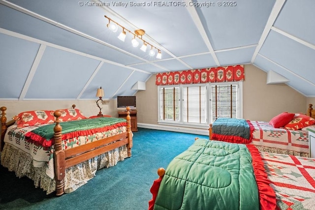 1931 Village Run Rd, White Sulphur Springs, WV 24986 - carpeted bedroom with lofted ceiling and baseboards