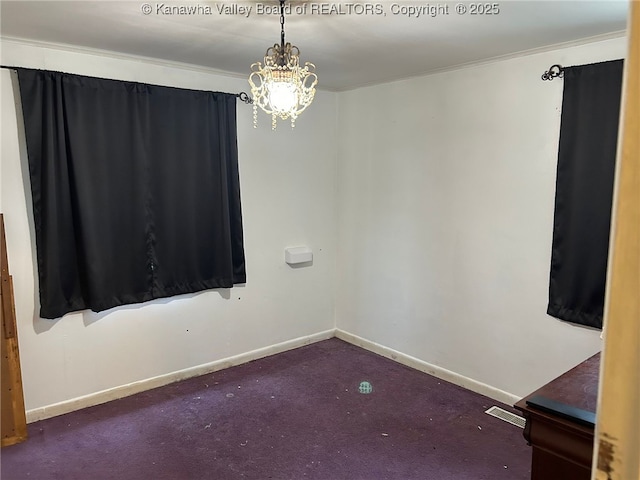 110 3rd Ave, Glasgow, WV 25086 - carpeted empty room featuring a chandelier and baseboards