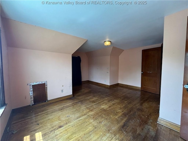 618 Hunt Ave, Charleston, WV 25302 - bonus room featuring hardwood / wood-style floors, lofted ceiling, and baseboards