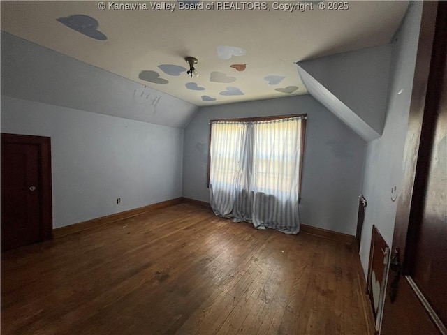 618 Hunt Ave, Charleston, WV 25302 - additional living space featuring wood-type flooring, vaulted ceiling, and baseboards