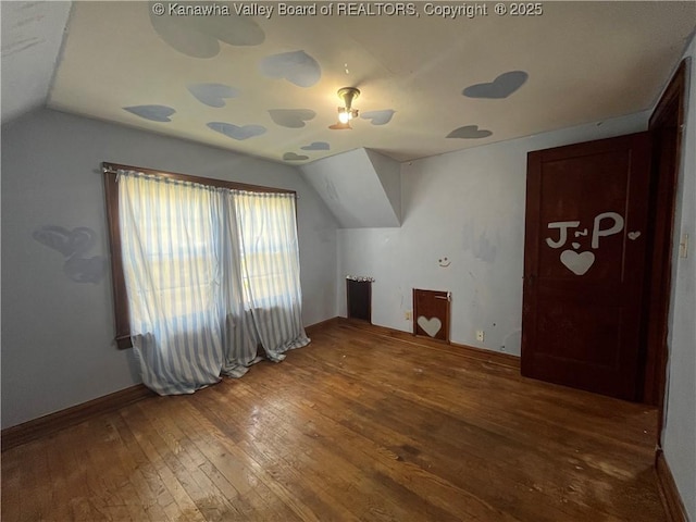 618 Hunt Ave, Charleston, WV 25302 - bonus room with lofted ceiling, hardwood / wood-style flooring, and baseboards