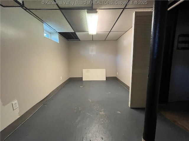 618 Hunt Ave, Charleston, WV 25302 - below grade area with baseboards and a paneled ceiling